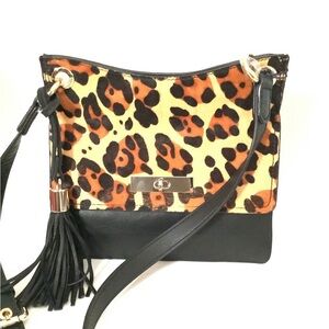 Rachael Roy Calf Hair Leather Black Crossbody Bag